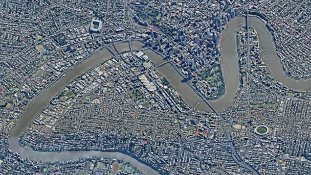 Bird's eye view of the Brisbane river