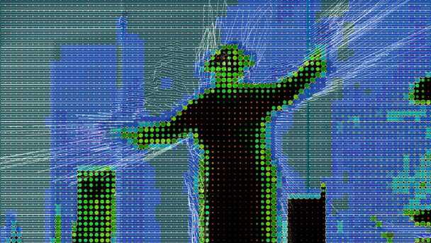 Pixelated Digital Render of Person Moving